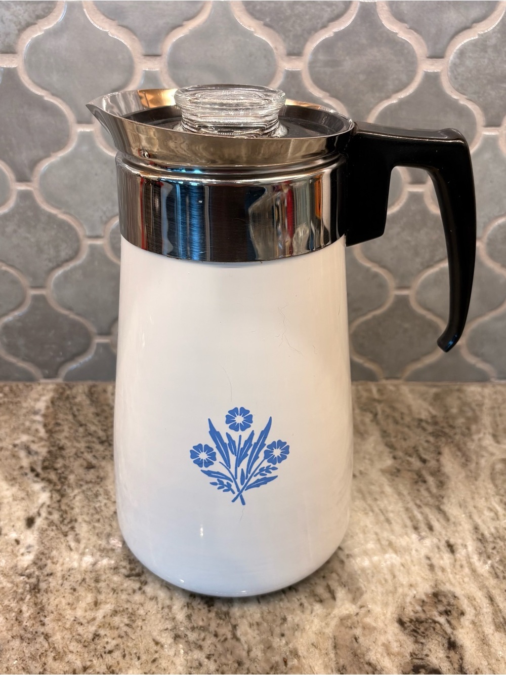 Vintage Corning Ware Blue Cornflower 9 Cup Stovetop Coffee Percolator P-14